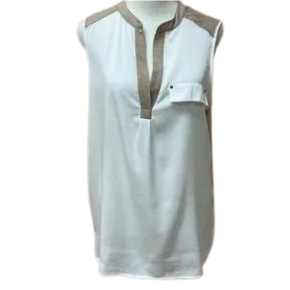 Calvin Klein 2 for $10 BUNDLE SALE sleeveless top. Cream and taupe. Size M.